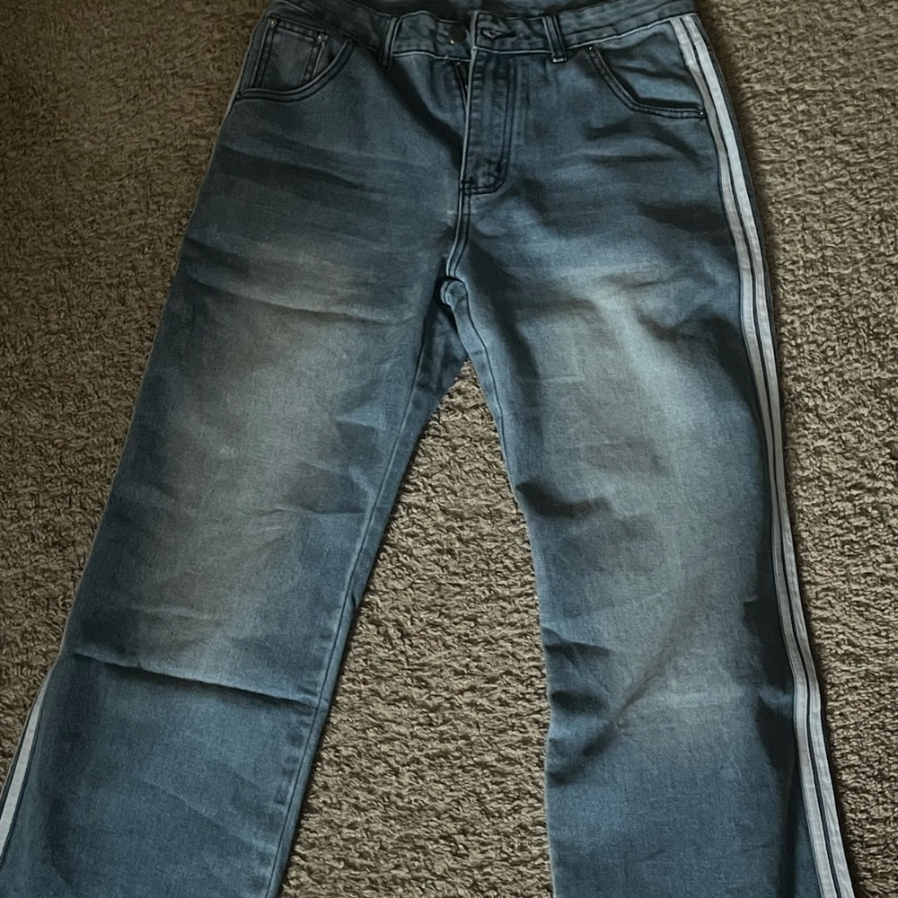 Men's Blue Jeans with Side Stripe